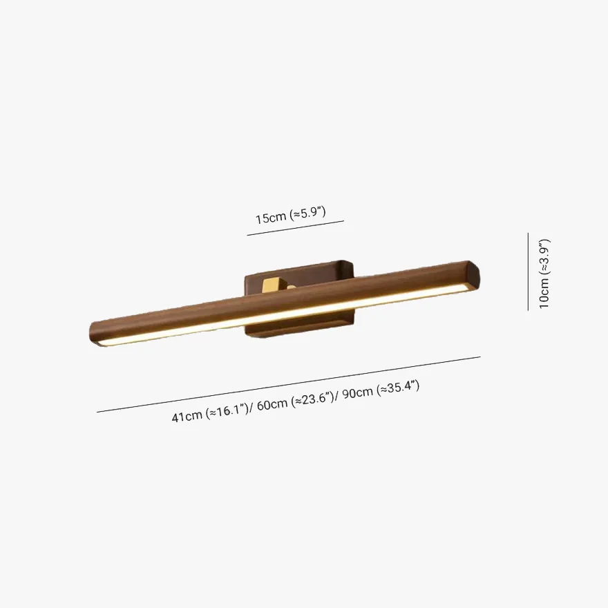 Minimalist Wooden Linear Living Room Wall Lamp, Walnut