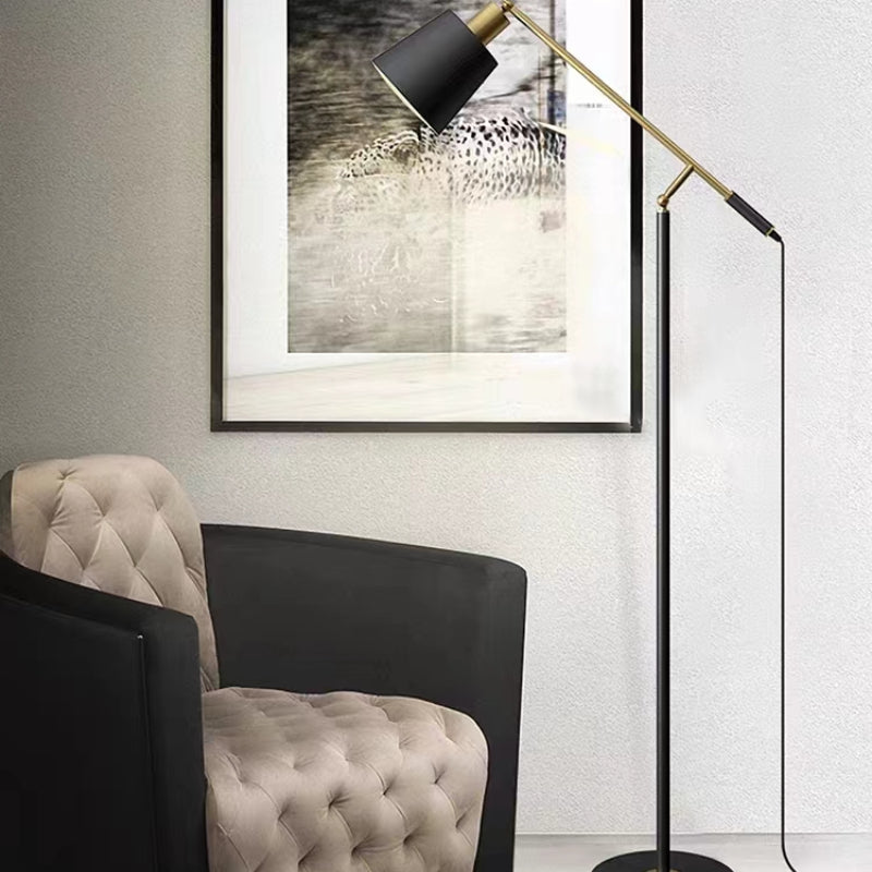 Minimalist Metal Geometric Bedroom Floor Lamp, Black