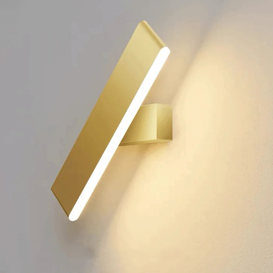 Minimalist Metal Rectangular Living Room Wall Lamp, Gold/White