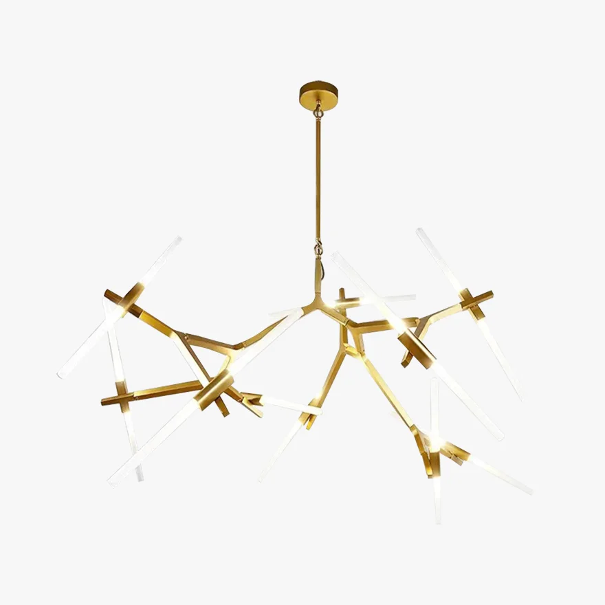 Designer Metal And Glass Dendritic Study Room Pendant Light, Black/Gold