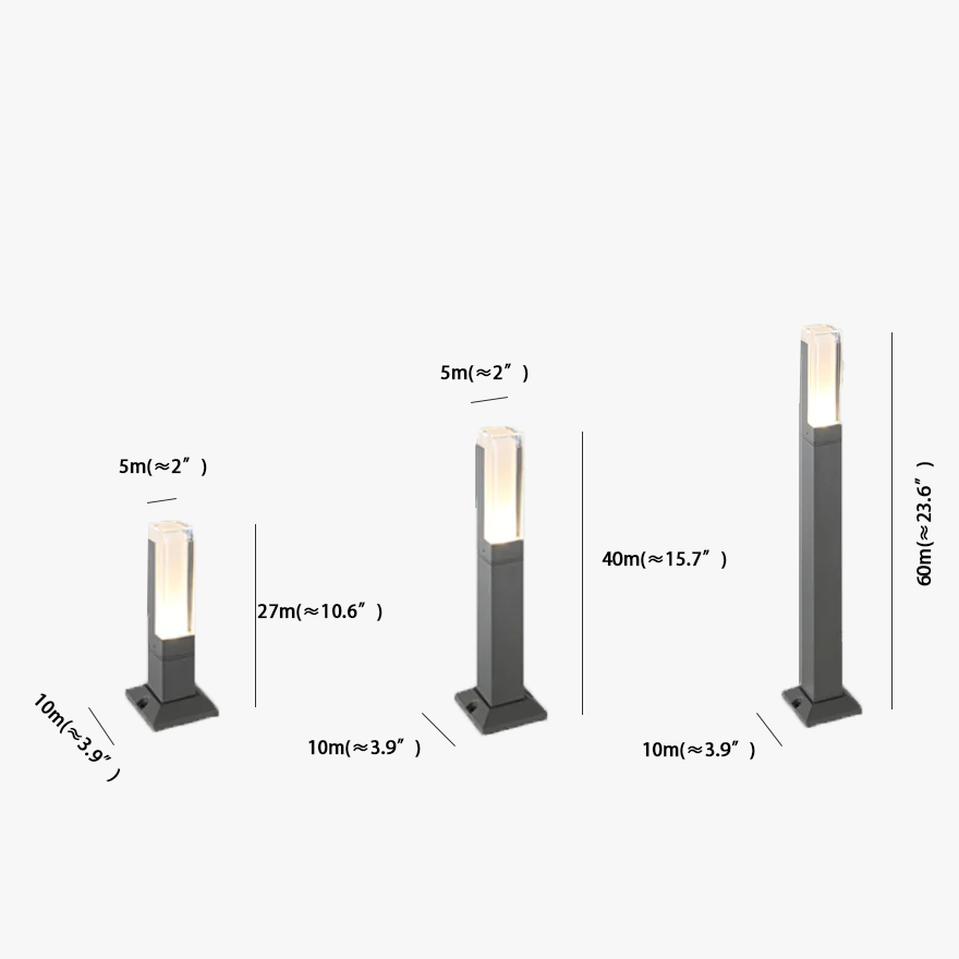 Minimalist Metal And Acrylic Square Garden Outdoor Pillar Light, Black