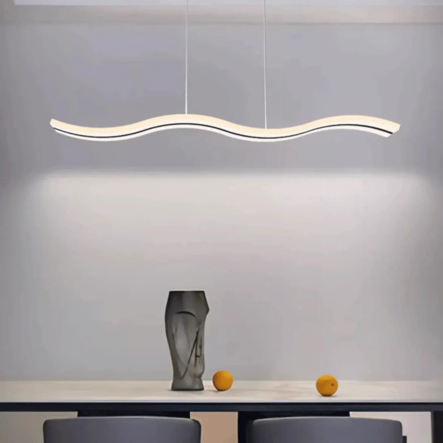 Minimalist Acrylic Wave Dining Room Pendant Light, Black/White