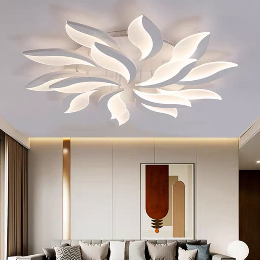 Art Deco Acrylic Flower Bedroom Ceiling Light, White