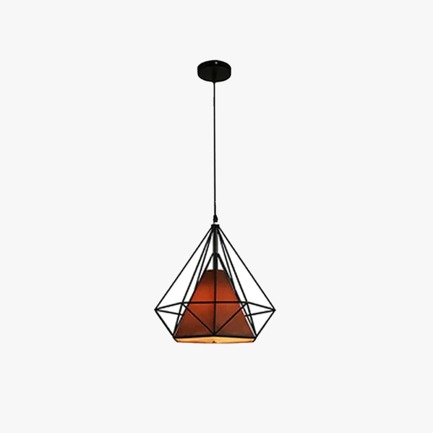 Industrial Metel And Fabric Conical Study Room Pendant Light, Black/White/Gold