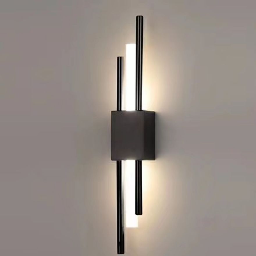 Nordic Metal Linear Bedroom Wall Light, Black/Black-gold/Gold