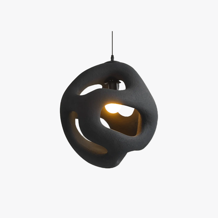 Minimalist Metal And Resin Uneven  Living Room Pendant Light, Black/White