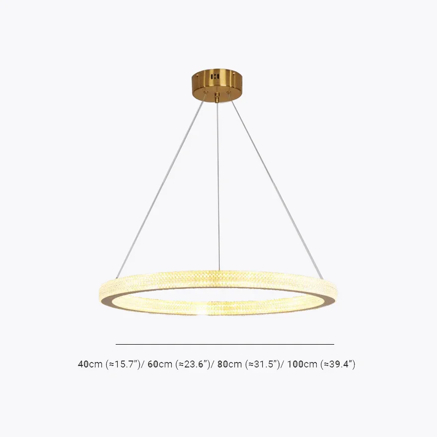 Contemporary Metal And Acrylic Ring Living Room Pendant Light, Gold