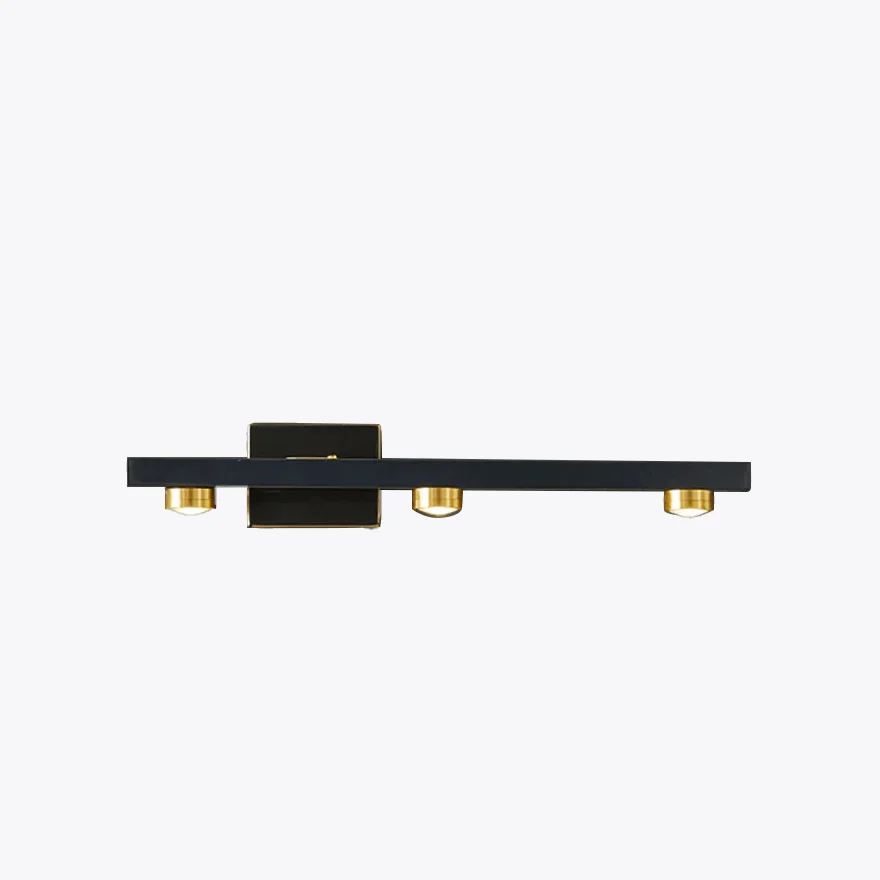 Contemporary Copper And Metal Strip Bathroom Mirror Front Wall Lamp, Black/Gold