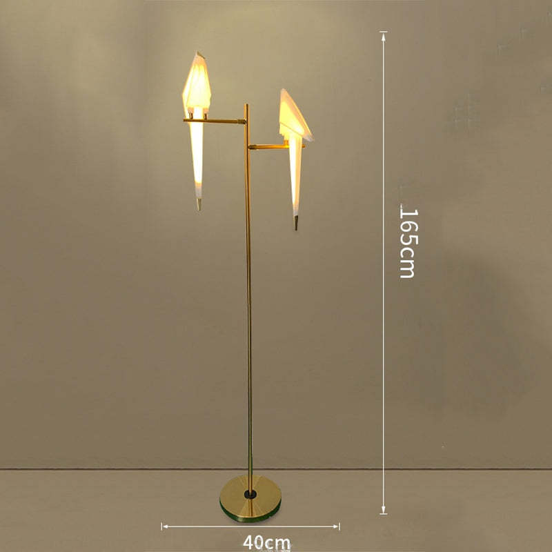 Contemporary Metal Bird Indoor Floor Lamp, Gold