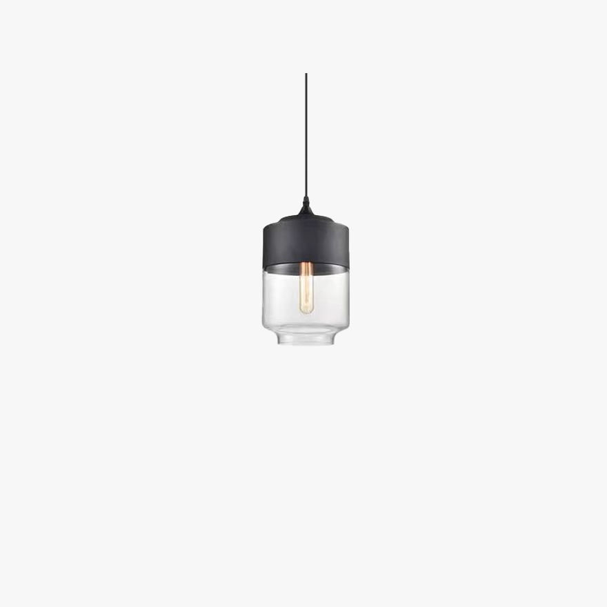 Modern Metal And Glass Geometric Living Room Pendant Light, Black