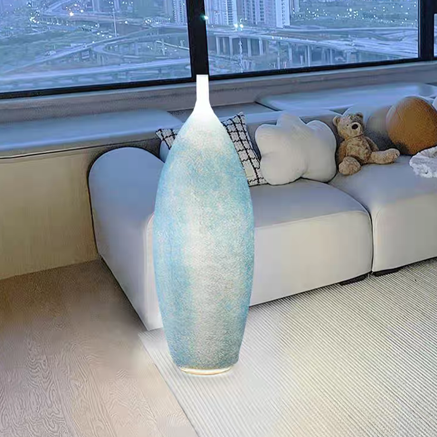 Decorative Resin Bottle Bedroom Floor Lamp, Blue/Green/White/Yellow