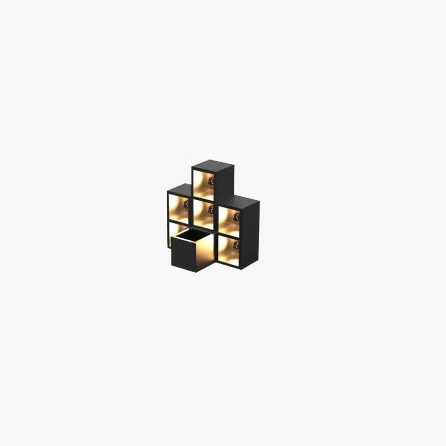 Modern  Metal And Glass Cube Outdoor Wall Lamp, Black