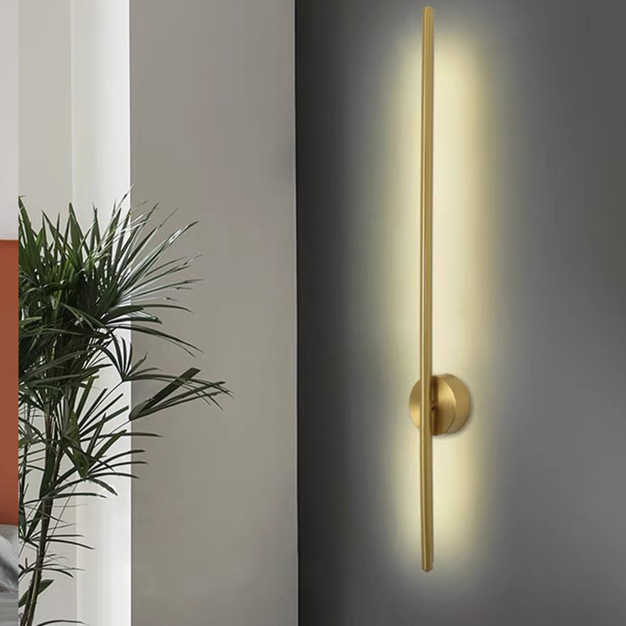 Minimalist Metal And Silicagel Linear Dining Room Wall Lamp, Gold