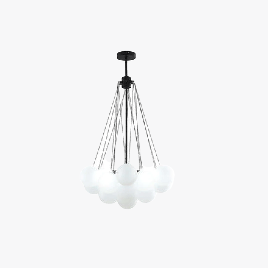 Scandinavian Metal And Glass Bubble Living Room Pendant Light, White