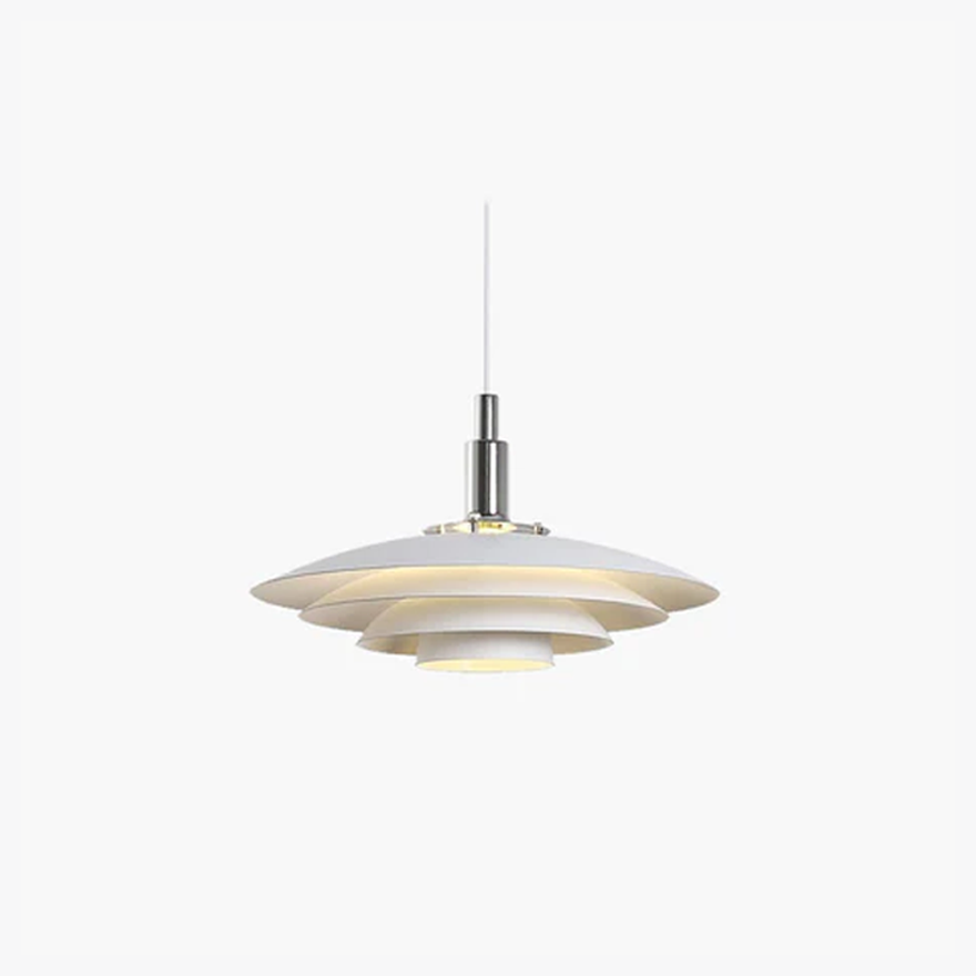 Modern Metal Frisbee Kitchen Pendant Light, White