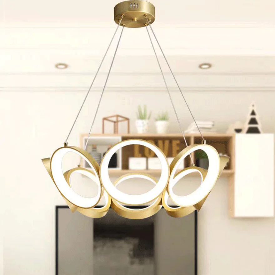 Unusual Metal Ring Kitchen Pendant Light, Gold