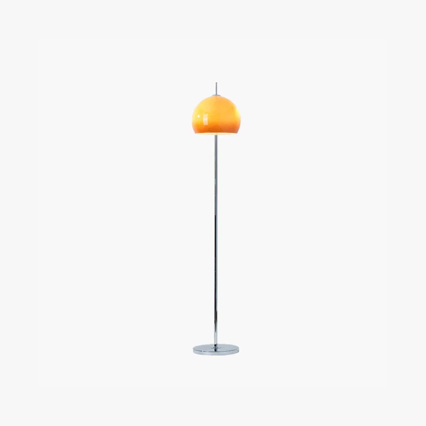 Classical Metal And Glass Dome Living Room Floor Lamp, Orange, Trichromatic Light