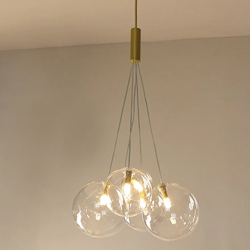 Designer Metal And Glass Bubble Dining Room Ceiling Light, Gold