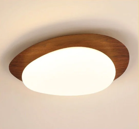 Sweden Metal And Acrylic Egg-shaped Dining Room Ceiling Light, Natural Wood/Walnut