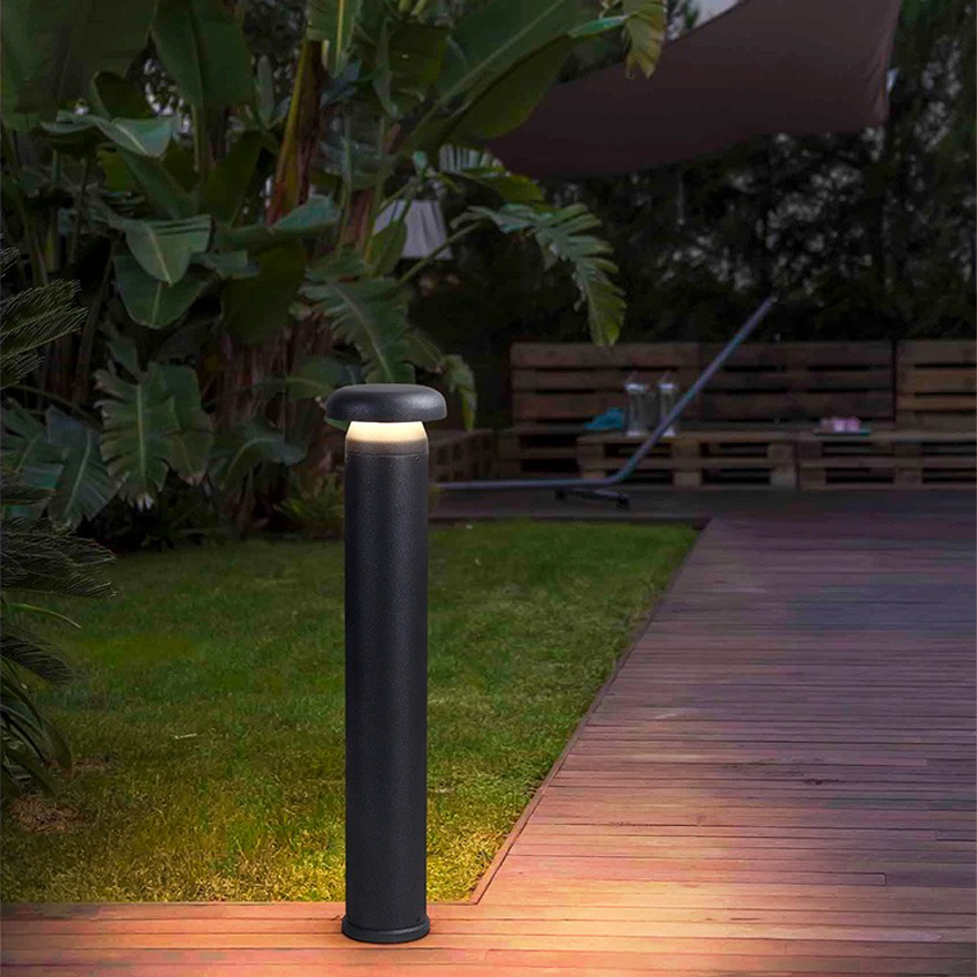 Minimalist Metal And Acrylic Cylinder Aisle Outdoor Path Light, Black