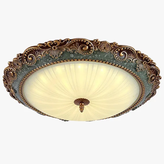 Royal  Resin And Glass Bowled Bedroom Ceiling Light, Antique Brass