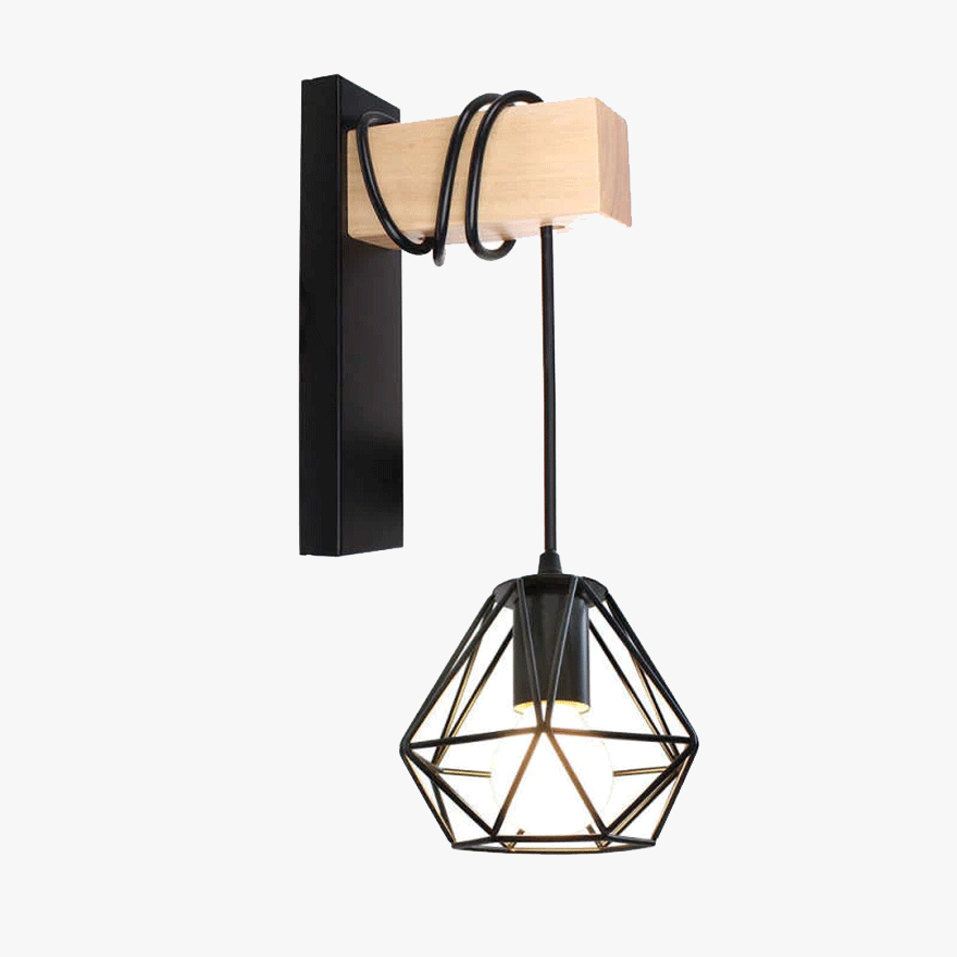 Industrial Metal Geometric Dining Room Wall Lamp, Black