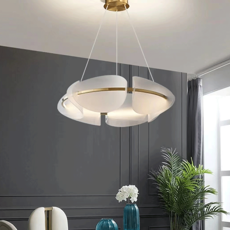 Designer Metal And Acrylic Ring Children's Room Pendant Light, White