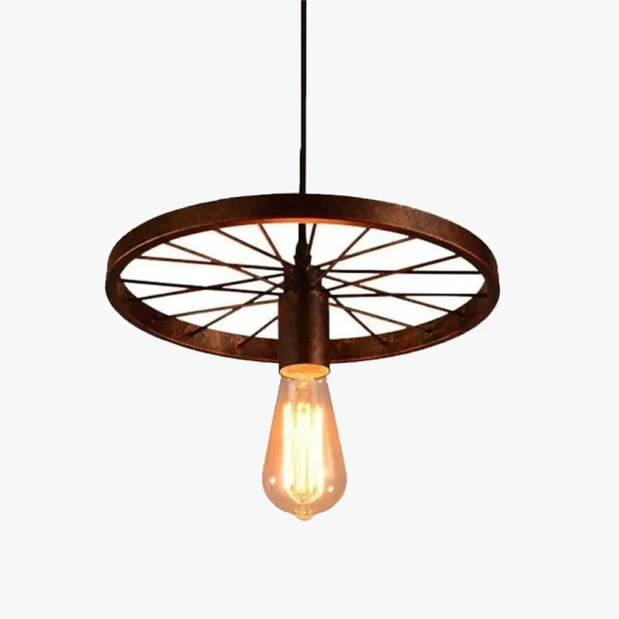 Vintage Metal Ring Bedroom Pendant Light, Black/Rust