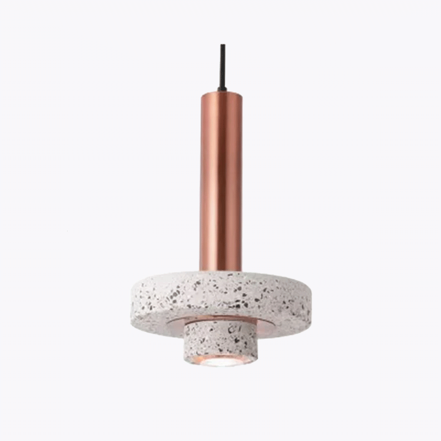 Modern Metal And Stone Round Dining Room Pendant Light, Blue/Grey/Pink/White