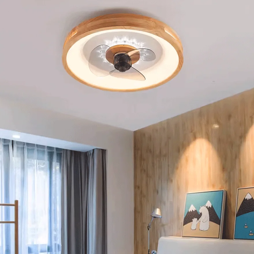 Modern Wooden And Acrylic Round Living Room Ceiling Light, Natural Wood/Walnut