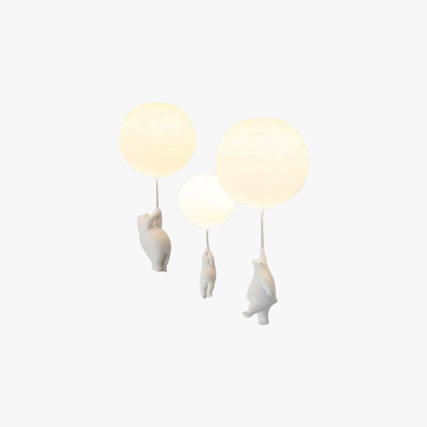 Designer Fateh Bear Acrylic Globular Bedroom Ceiling Light, White