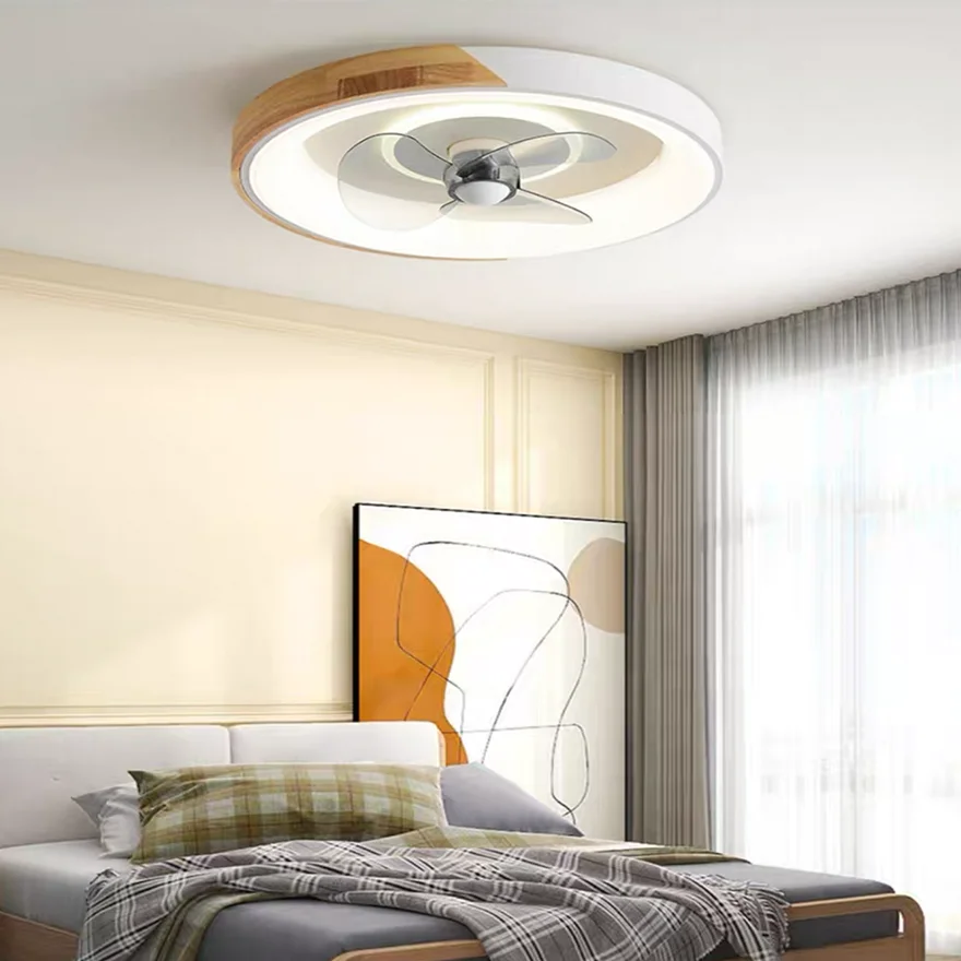 Modern Metal And Acrylic Round Living Room Ceiling Fan, White/Grey/Green