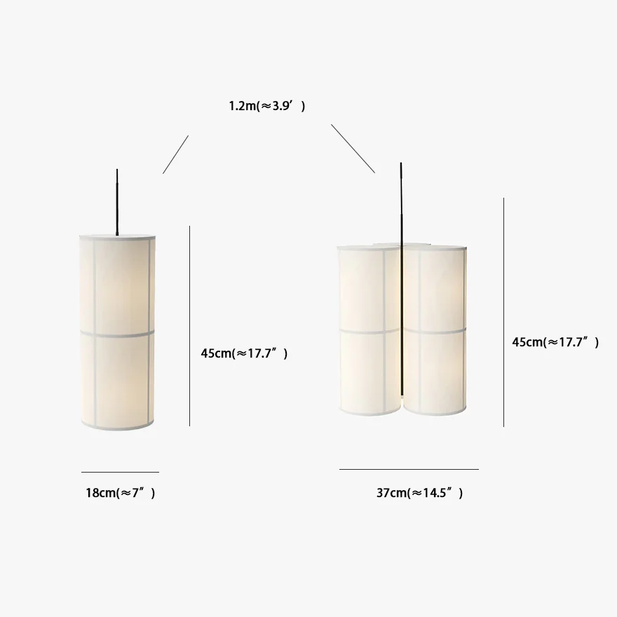 Classical Metal And Fabric Cylindrical Living Room Pendant Light, Beige/White