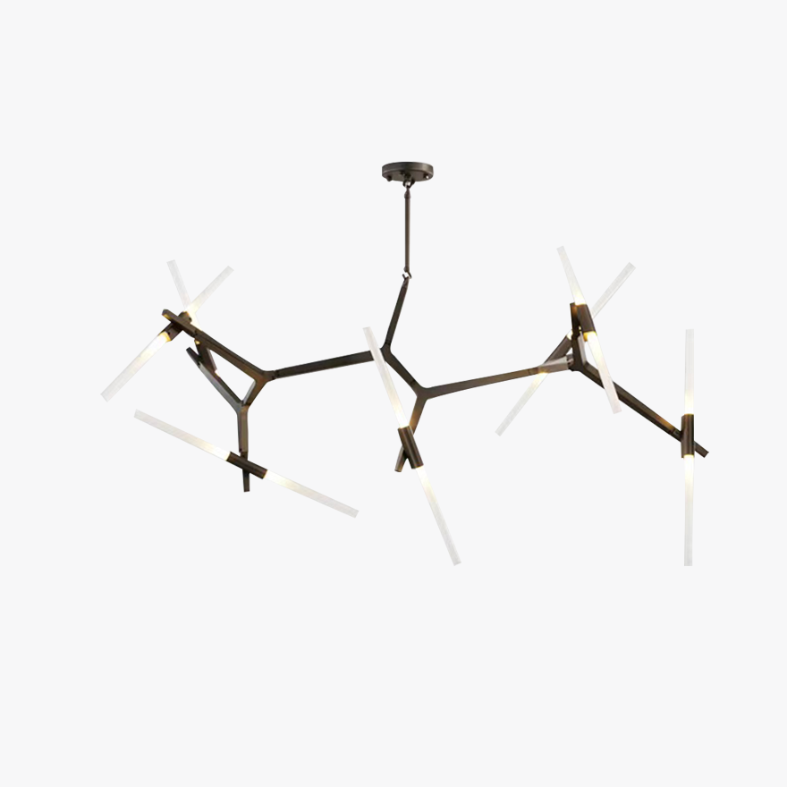 Designer Metal And Glass Dendritic Study Room Pendant Light, Black/Gold