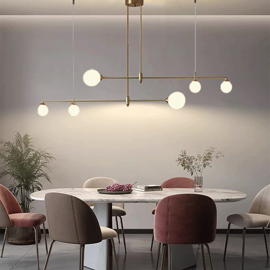 Contemporary Copper And Glass Bubble Dining Room Pendant Light, Gold