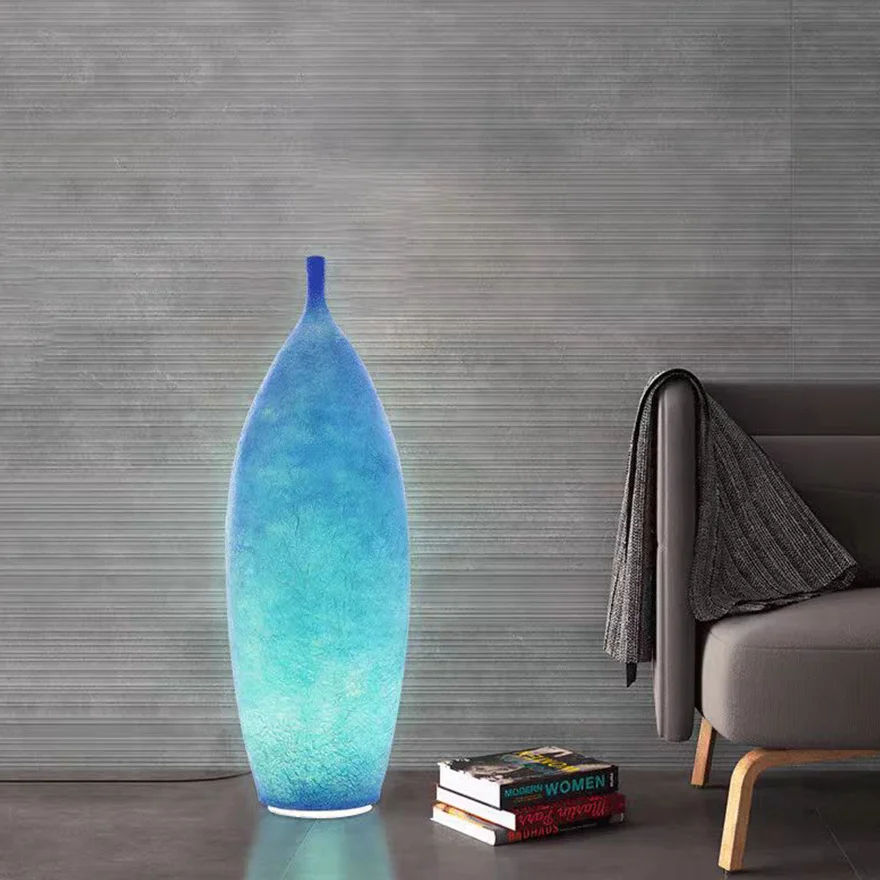 Decorative Resin Bottle Bedroom Floor Lamp, Blue/Green/White/Yellow