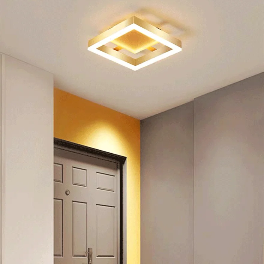 Modern Metal Square Dining Room Ceiling Light, Gold