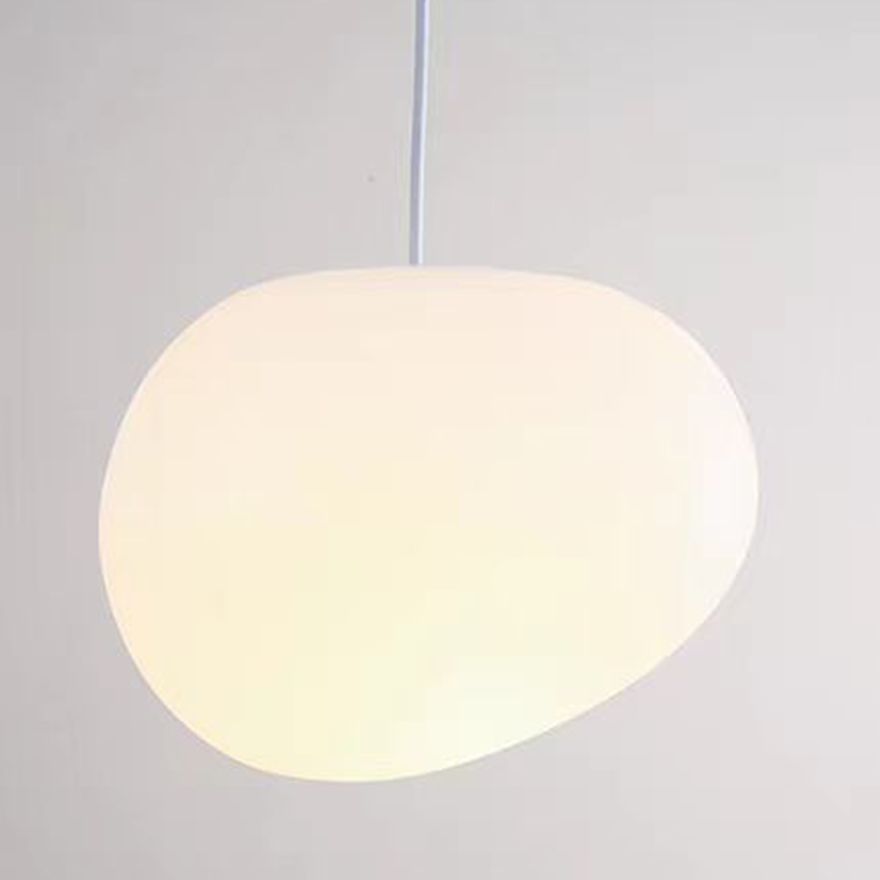 Contemporary Metal And Glass Egg-shaped Bedroom Pendant Light, White