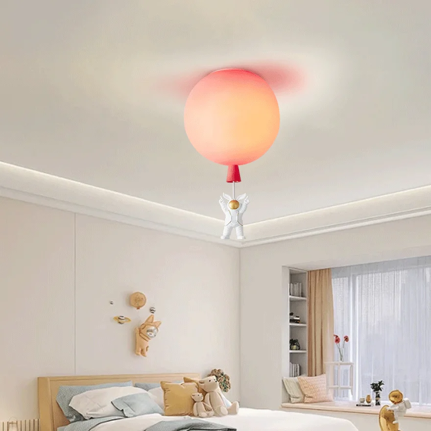 Designer Acrylic Astronaut Balloon Children's Room Ceiling Light, 8 Color