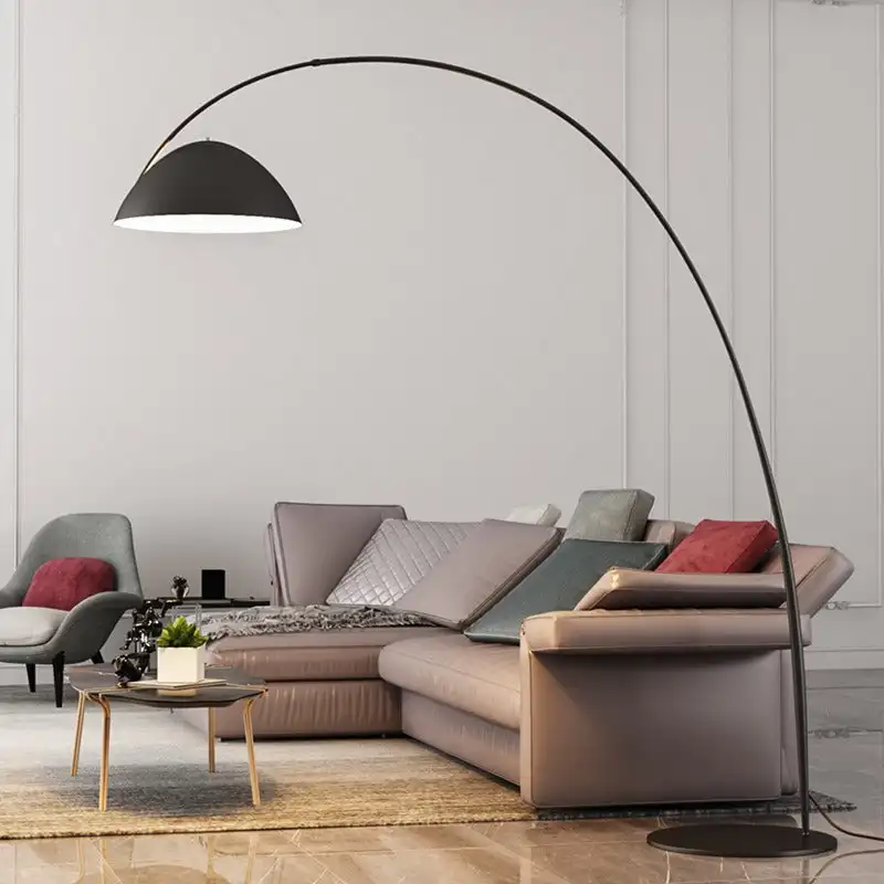 Minimalist Metal Curved Living Room Floor Lamp, Black