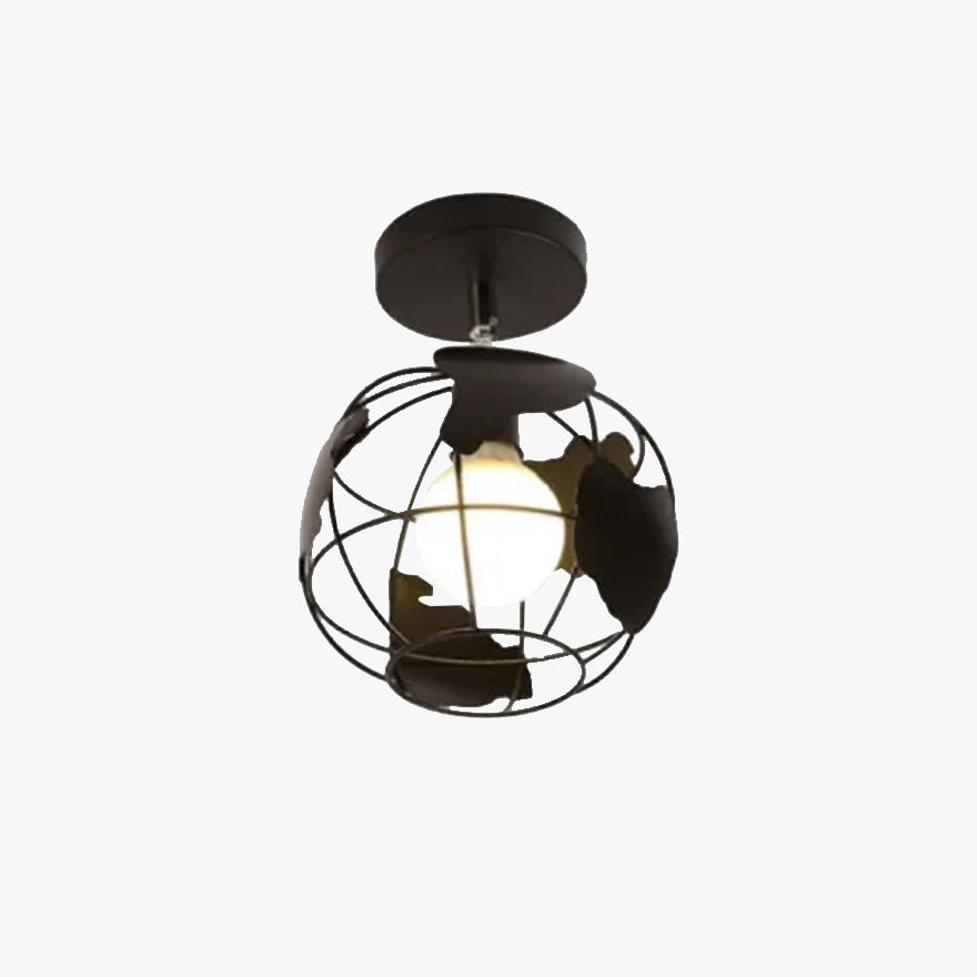 Vintage Metal Lantern Dining Room Ceiling Light, White/Black