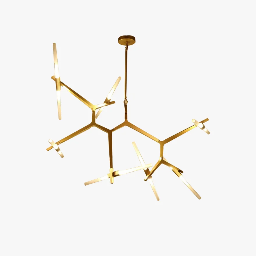 Designer Metal And Glass Dendritic Study Room Pendant Light, Black/Gold