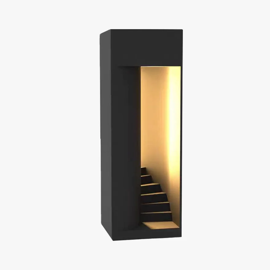 Art Deco Metal Rectangular Outdoor Table Lamp, Black | Liiffy