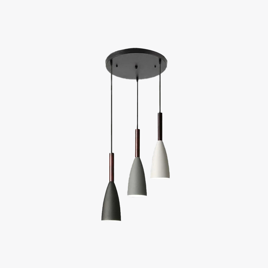 Nordic Metal And Wood Conical Kitchen Pendant Light, Black/White/Gray/Mix