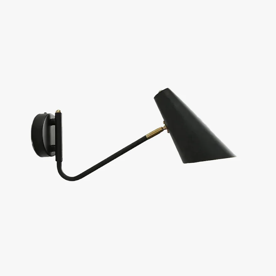 Retro Metal Conical Study Room Wall Lamp, Black/Black Gold/White