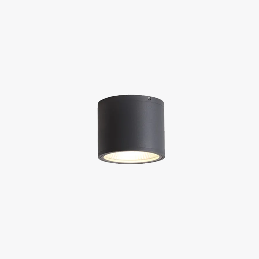 Modern Metal And Glass Cylindrical Balcony Ceiling Light, Black