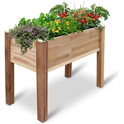 Raised Canadian Cedar Garden Bed | Elevated Wood Planter for Growing Fresh Herbs, Vegetables, Flowers, Succulents & Other Plants at Home | Great for Outdoor Patio, Deck, Balcony | 72x23x30” 72x23x30 Inches