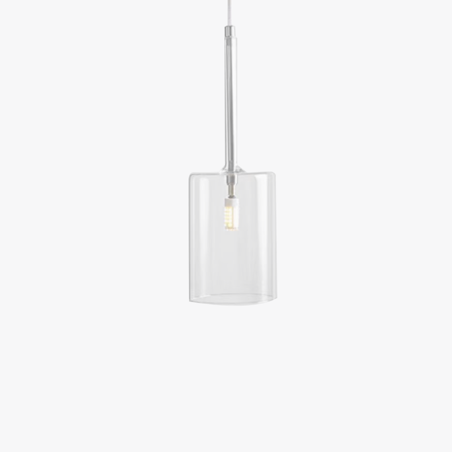 Classical Glass Cylindrical Dining Room  Pendant Light, Clear/Grey/Orange/Red