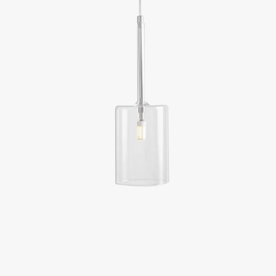 Classical Glass Cylindrical Dining Room  Pendant Light, Clear/Grey/Orange/Red