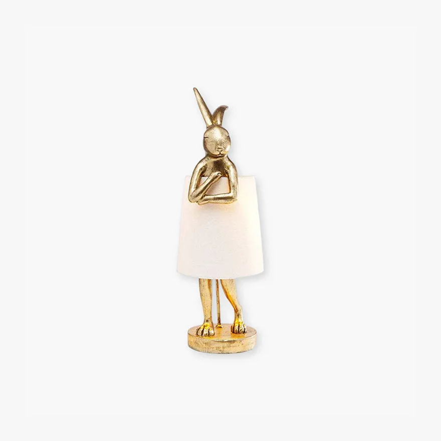 Nordic Resin Rabbit Children's Room Table Lamp, Gold/White | Liiffy